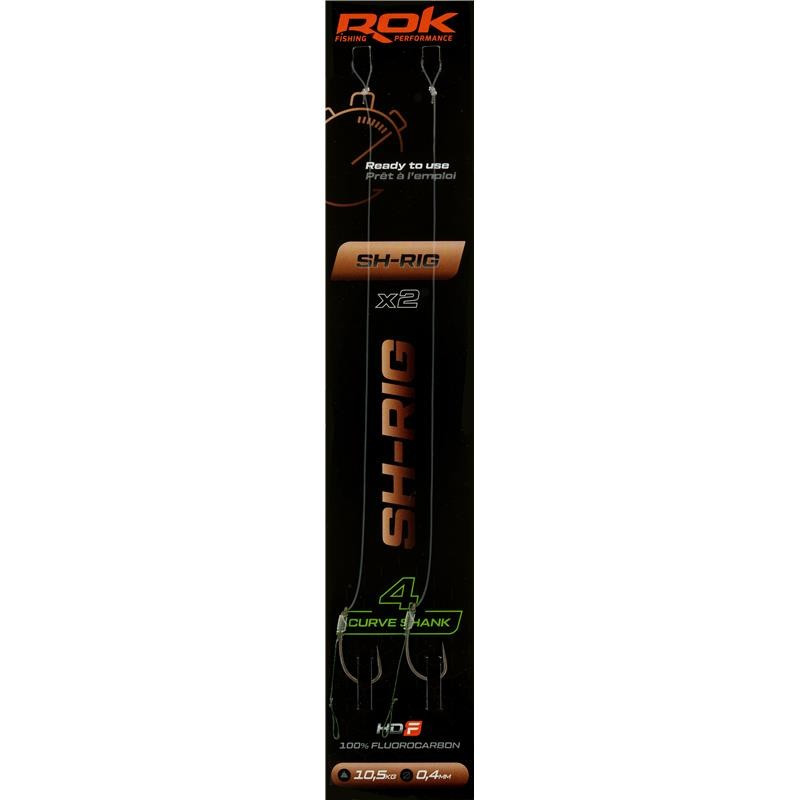 ROK SH RIG 2 X MONTAGES CURVE SHANK N 4 FLUORO 0.40 MM