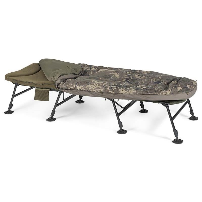 NASH Indulgence HD40 8 Leg Sleep System Camo Wide, lit de pêche carpe, confort haute densité