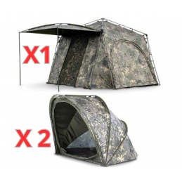 Nash Gazebo Base Camp Camo Pro Biwy Carpe avec 2 Sleeping Pods