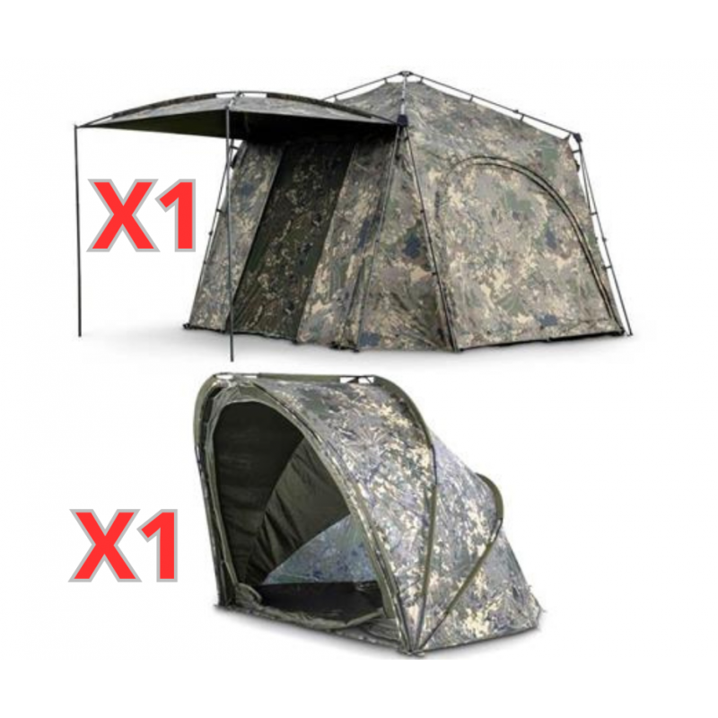 Nash Gazebo Base Camp Camo Pro avec Sleeping Pod Biwy Carpe