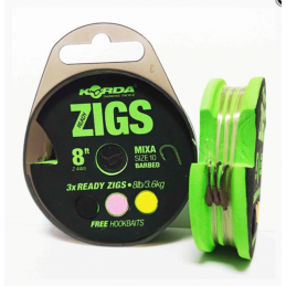 Korda Ready Zigs 8' (240cm) Size 10 – Montages Zig Prêts à l’Emploi | CarpeConnect