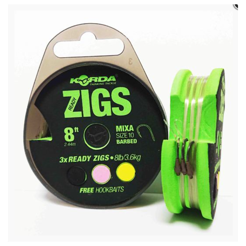 Korda Ready Zigs 8' (240cm) Size 10 – Montages Zig Prêts à l’Emploi | CarpeConnect
