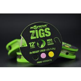 Korda Ready Zigs 8' (240cm) Size 10 – Montages Zig Prêts à l’Emploi | CarpeConnect