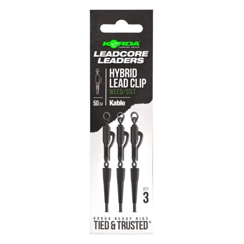 Korda Kable Leadcore Leaders Hybrid Lead Clip Weed 50 cm – 3 Pièces | CarpeConnect