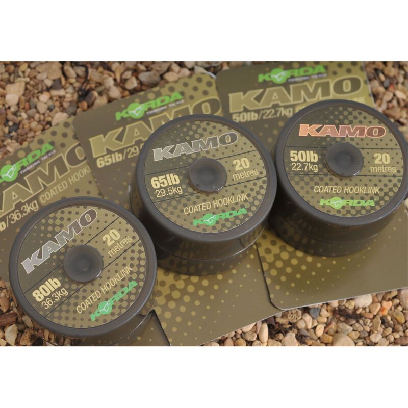 Korda Kamo Coated Hooklink 80lb 20m – Tresse Enduite Résistante pour Carpes | CarpeConnect