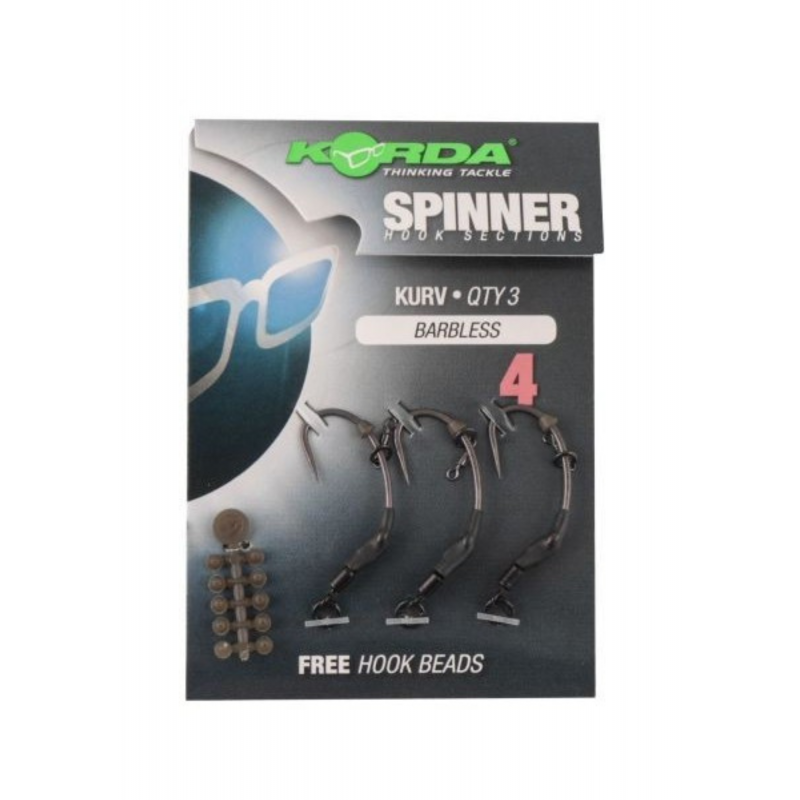 Korda Spinner Hook Sections Kurv Size 4 Barbless – Sections d’Hameçons Préfabriquées | CarpeConnect