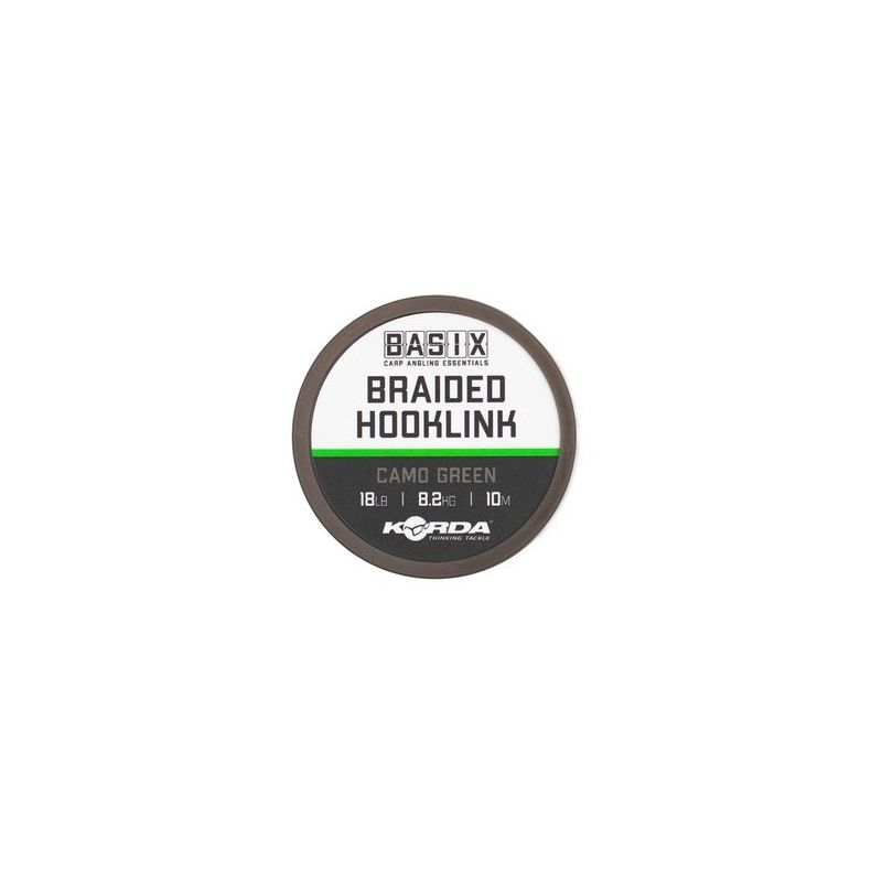 Korda Basix Braided Hooklink 18lb 10m Camo Green