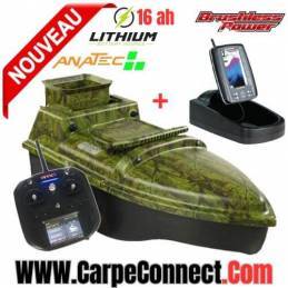 Bateau Amorceur Anatec Monocoque S Camou Oak Lithium Brushless 16AH + ALF500, bateau amorceur brushless, lithium 16Ah, autonomie