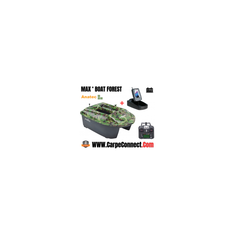Bateau Amorceur Anatec Maxboat Forest Lithium AN-I6X + Sondeur Couleur ALF500