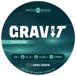 Prowess Gravi T Mainline Braid X8 1200m 0.25mm Tresse pêche carpe longue distance
