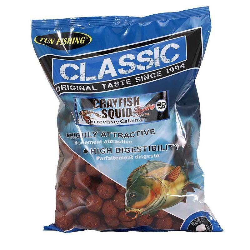 FUN FISHING Classic Crayfish Squid 20 mm 4 kg Bouillettes Carpe