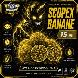Bouillettes Scopex Banane 15 mm 1 kg CarpeConnect appat carpe selectif WWW.CarpeConnect.Com