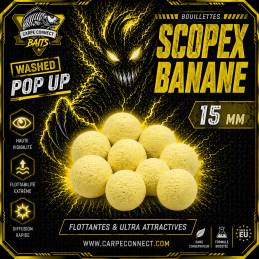Pop Up Washed Scopex Banane 15 mm Jaune CarpeConnect appat flottant carpe WWW.CarpeConnect.Com