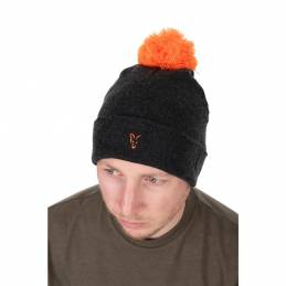 FOX COLLECTION BOBBLE HAT BLACK ORANGE