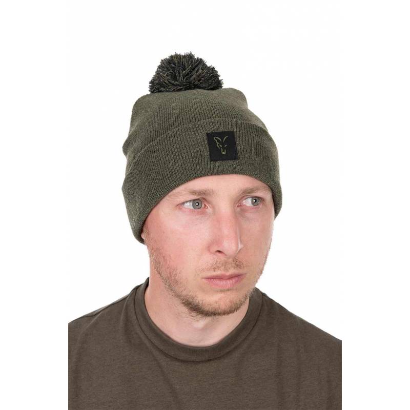 FOX COLLECTION BOBBLE HAT - GREEN BLACK