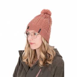 FOX CABLE KNIT BOBBLE - DUSTY ROSE