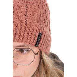 FOX CABLE KNIT BOBBLE - DUSTY ROSE