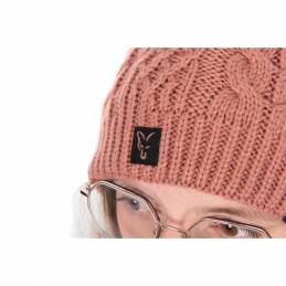 FOX CABLE KNIT BOBBLE - DUSTY ROSE
