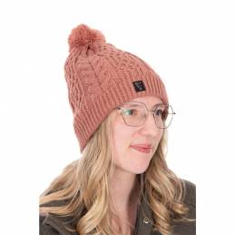 FOX CABLE KNIT BOBBLE - DUSTY ROSE