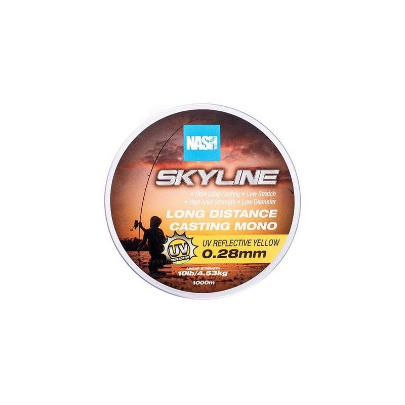 Nash Skyline Mono UV Yellow 10lb 0.28mm 1000m – Fil monofilament haute visibilité | CarpeConnect