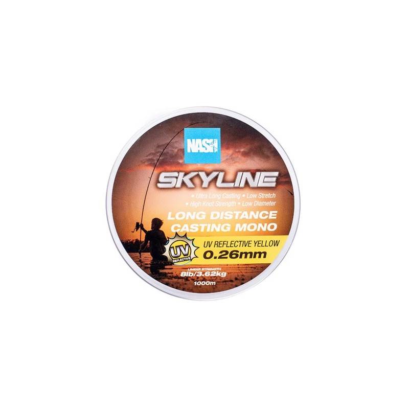 Nash Skyline Mono UV Yellow 8lb 0.26mm 1000m – Fil nylon haute visibilité | CarpeConnect