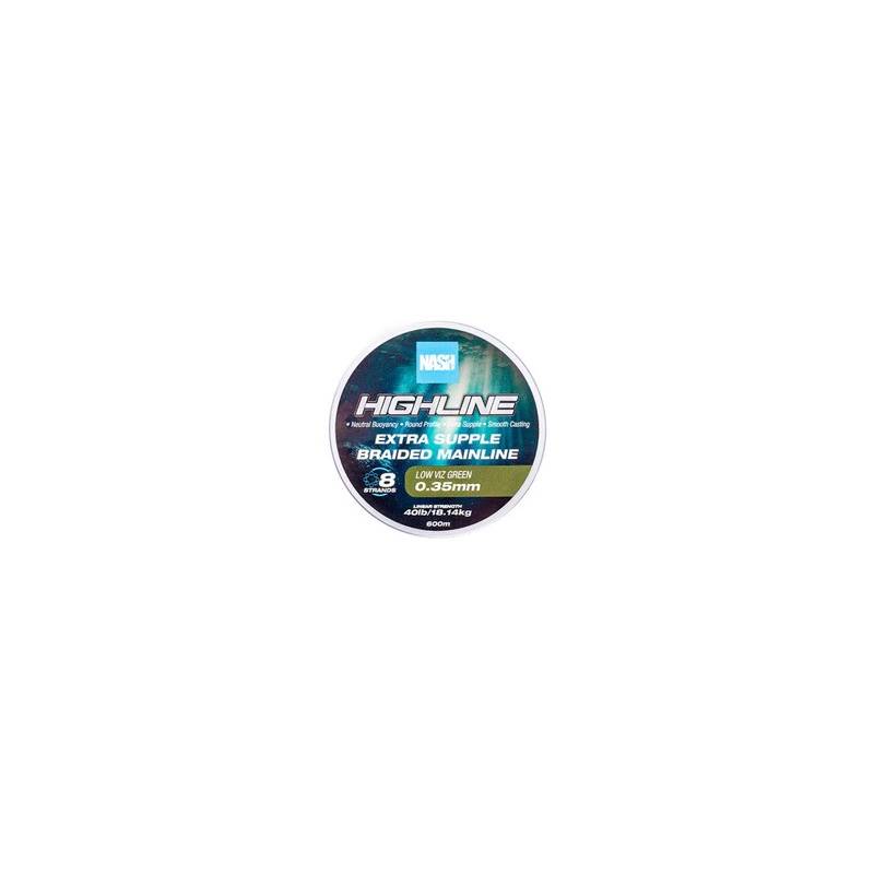 Nash Highline Extra Supple Braid Green 40lbs 18 kg 0.35 mm 600 m