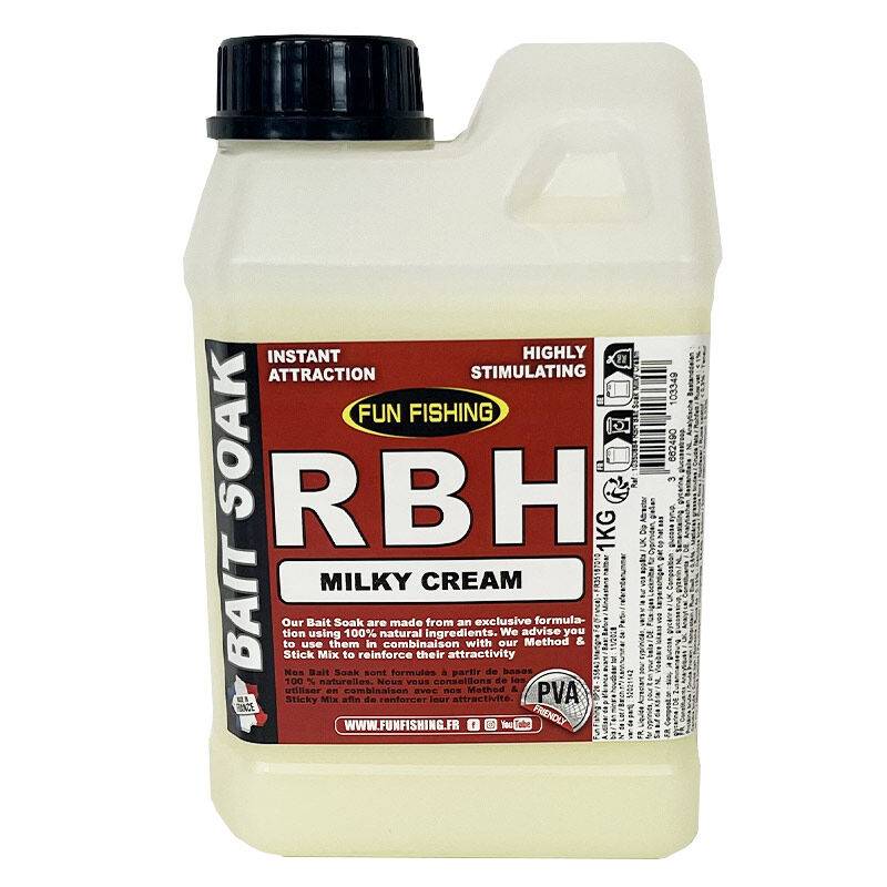 Fun Fishing RBH Bait Soak System Milky Cream 1kg Bouillettes Carpe