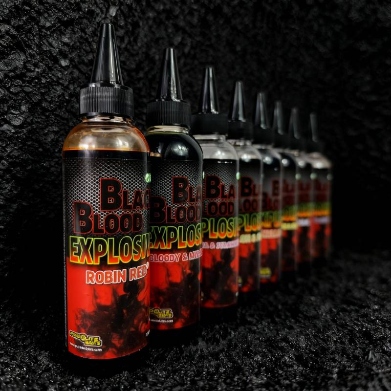 Pro Elite Baits Black Blood Explosive Krill Crab 150 ml Booster Carpe | CarpeConnect