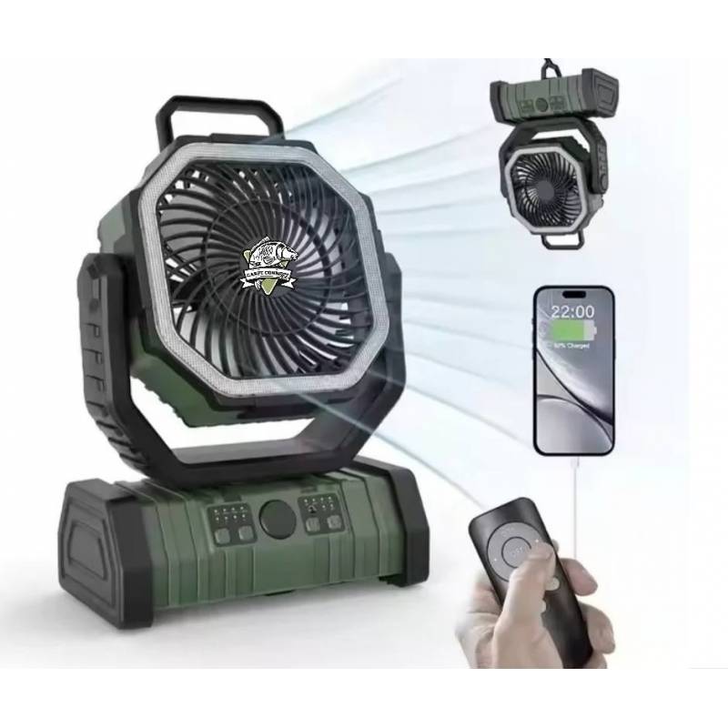 Ventilateur CarpeConnect Rechargeable Fan + led 90°