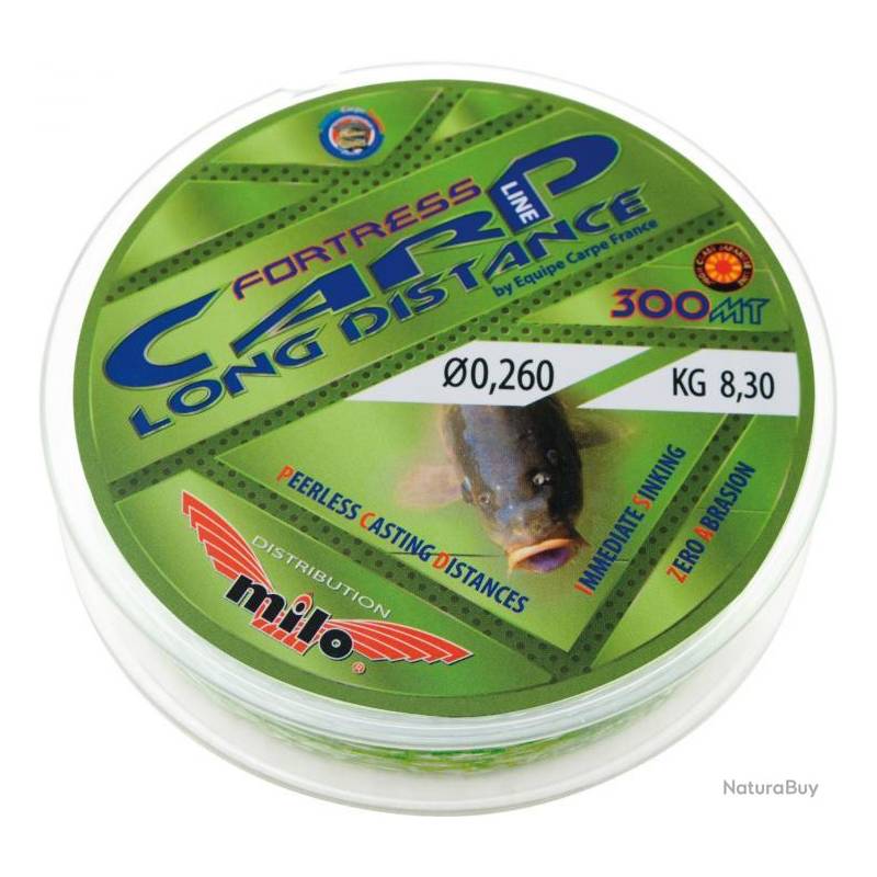 Milo Nylon Fortress Carp Long Distance 300 m 0.26 mm 8.3 kg | Nylon Carpe Longue Distance | CarpeConnect