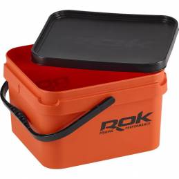 ROK SQUARE BUCKET SEAU CARRE 10 L ORANGE AVEC COUVERCLE SOUPLE NOIR