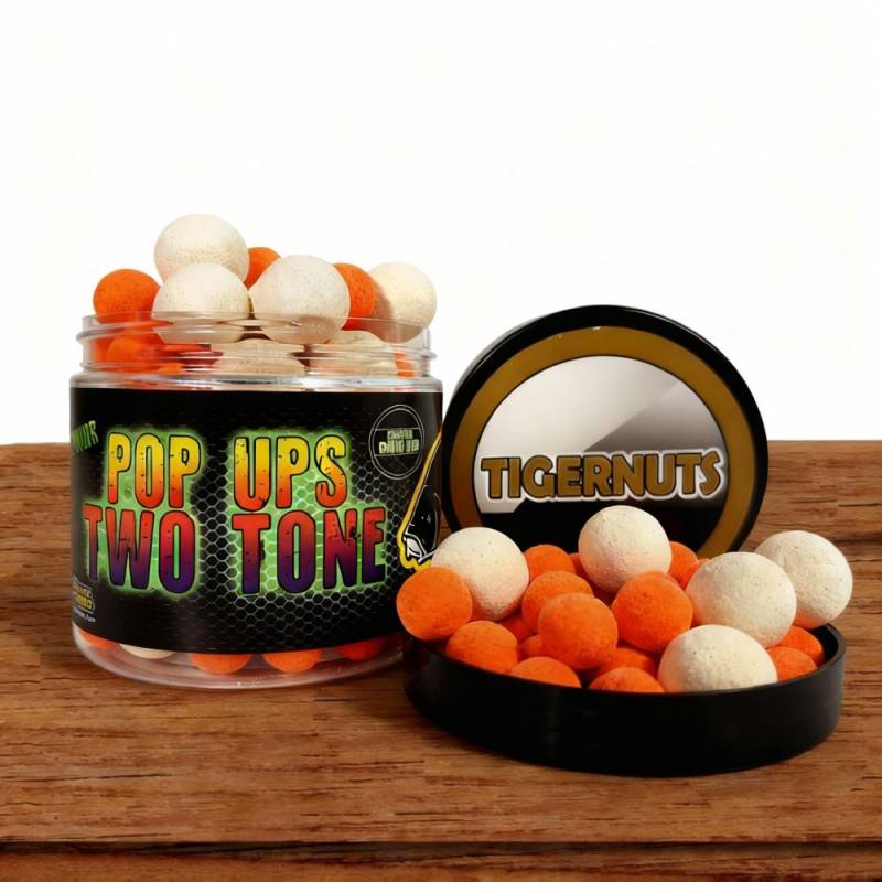 Pro Elite Baits Fluor Pop Up Two Tone Tigernuts 60 g | Pop-Ups Noix Tigrée Carpe | CarpeConnect