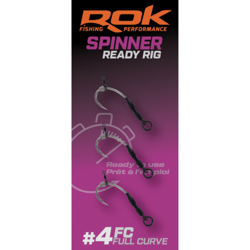ROK Spinner-Rig Full Curve Taille 4 x3 | Bas de ligne monté carpe | www.CarpeConnect.com