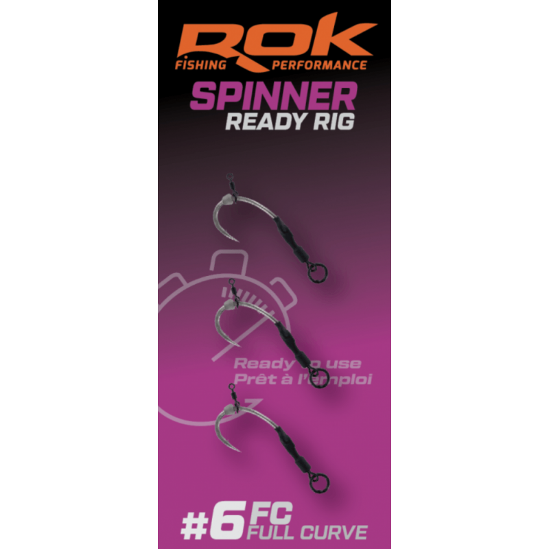ROK Spinner-Rig Full Curve Taille 6 x3 | Bas de ligne monté carpe | www.CarpeConnect.com