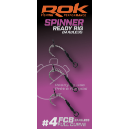 ROK Spinner-Rig Full Curve Barbless Taille 4 x3 | Bas de ligne sans ardillon carpe | www.CarpeConnect.com
