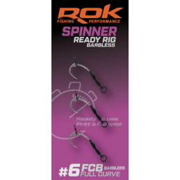 ROK Spinner-Rig Full Curve Barbless Taille 6 x3 | Bas de ligne sans ardillon carpe | www.CarpeConnect.com