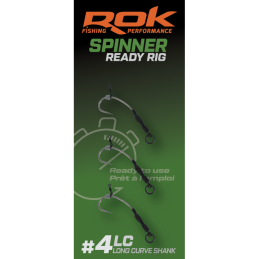 ROK Spinner-Rig Long Curve Shank Taille 4 x3 | Bas de ligne monté carpe | www.CarpeConnect.com