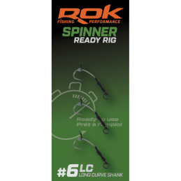ROK Spinner-Rig Long Curve Shank Taille 6 x3 | Bas de ligne monté carpe | www.CarpeConnect.com