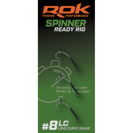 ROK Spinner-Rig Long Curve Shank Taille 8 x3 | Bas de ligne monté carpe | www.CarpeConnect.com