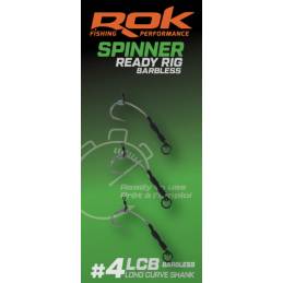 ROK Spinner-Rig Long Curve Shank Barbless Taille 4 x3 | Bas de ligne sans ardillon carpe | www.CarpeConnect.com