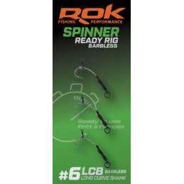 ROK Spinner-Rig Long Curve Shank Barbless Taille 6 x3 | Bas de ligne sans ardillon carpe | www.CarpeConnect.com