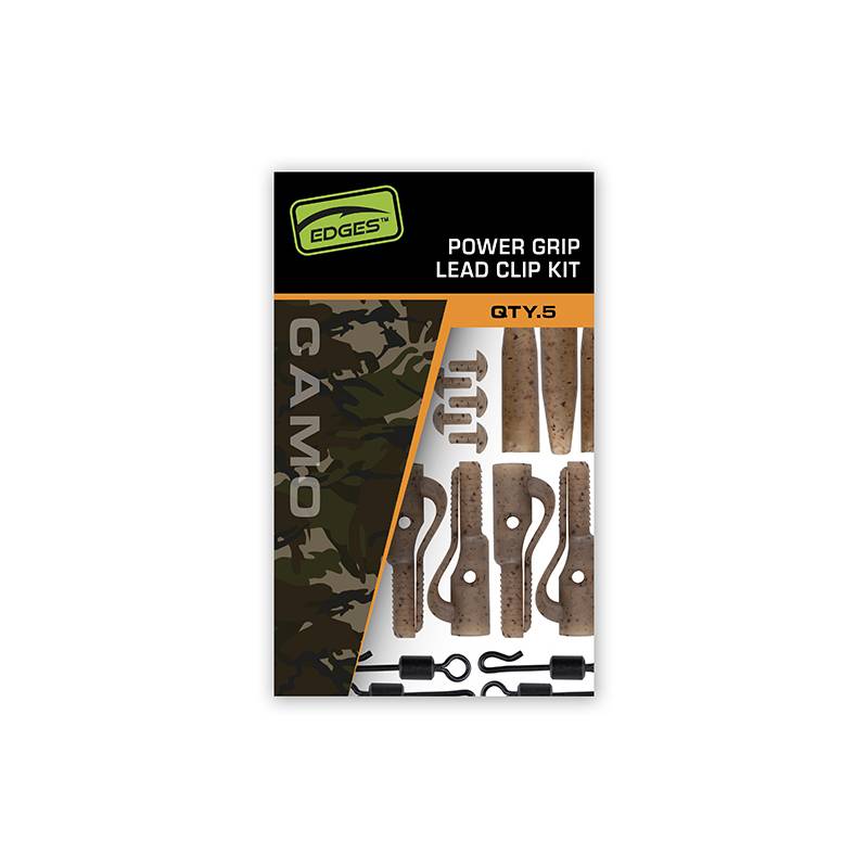 Fox Edges Camo Power Grip Lead Clip Kit x5 | Kit Lead Clip Carpe | CarpeConnect