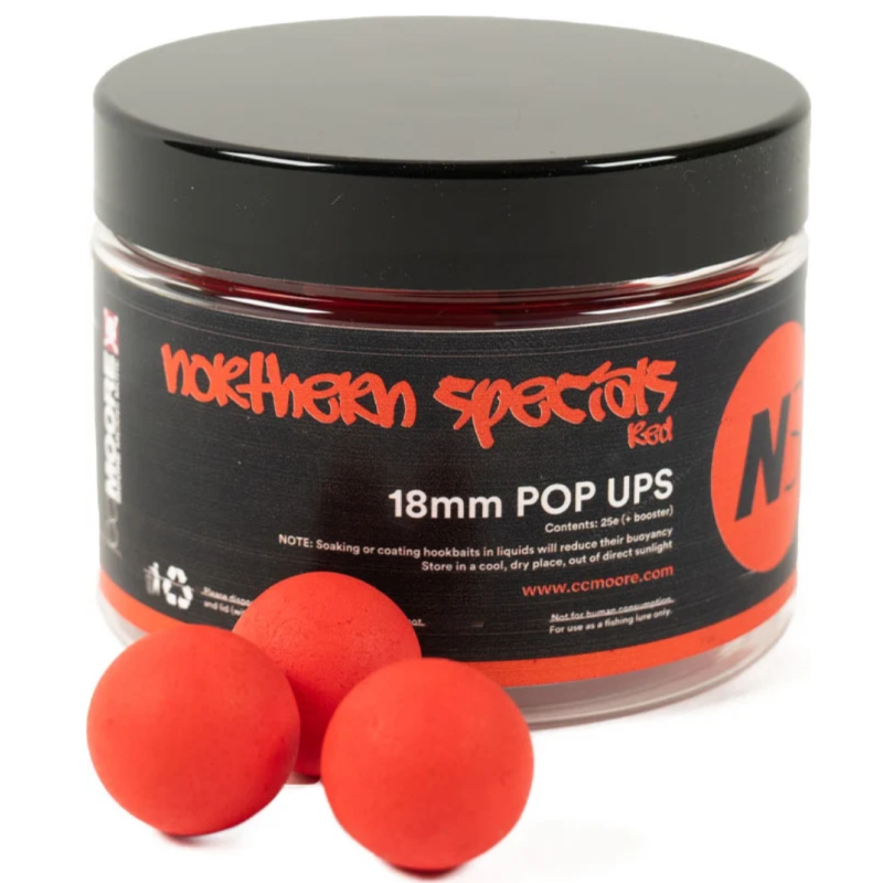 CC Moore NS1 Pop Ups Red 18 mm – bouillettes flottantes rouges pour la pêche à la carpe