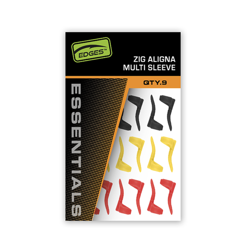 FOX EDGES Zig Aligna Multi Sleeve Kit x9, manchons Zig Rig carpe rouges jaunes et noirs, référence CAC937