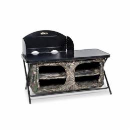 Nash Bank Life Cook Station Camo – Station de cuisine pliable pour pêche | CarpeConnect