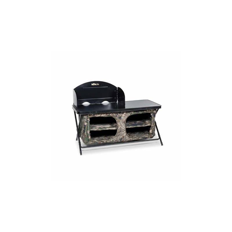 Nash Bank Life Cook Station Camo – Station de cuisine pliable pour pêche | CarpeConnect