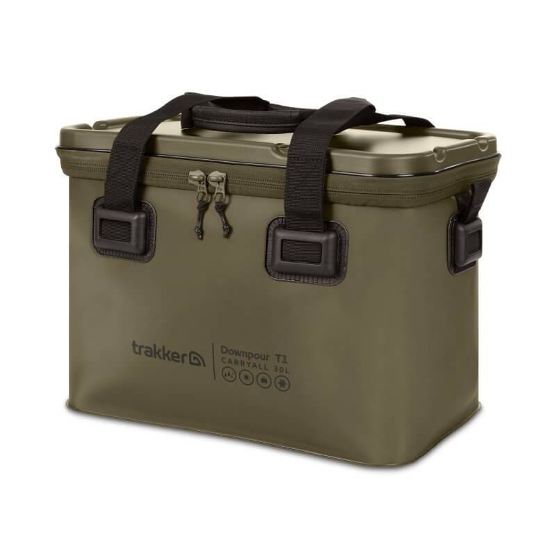 Sac de rangement Trakker Downpour T1 Carryall M 30L Green en EVA n-Dura pour matériel de pêche à la carpe.