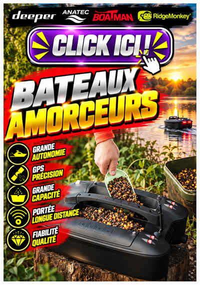 Bateaux amorceurs pour la pêche à la carpe : modèles Deeper, Anatec, Boatman et RidgeMonkey sur CarpeConnect